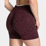 Women's High Waisted Leopard Print Yoga Shorts — Seamless Tummy Control Workout Biker Shorts for Gym, Fitness, and Running