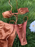 ZRTAK 3 Piece Bikini Set with Cover Up Swimsuit Women Sexy Bikinis Thongs Bathing Suit Biquini Beachwear Swimwear Bikini Sets