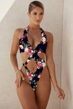 Sexy High Cut Out Halter Female Swimwear One Piece Swimsuit Women Cross Bandage Monokini Bather Bathing Suit Swim Bodysuit