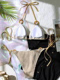 Halter Rings Fishnet Bikinis 2025 Brazilian Bikini Female Swimsuit Women Swimwear Two-pieces Bikini Set Bather Bathing Suit Swim
