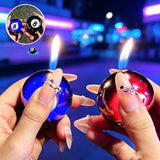 Trendy Billiards Gyro Butane Lighter, Press‑Ignition Keychain Pendant for Outdoor Smoking Use  lighters smoking