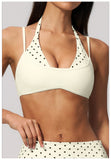 Women New Fake Two piece Yoga Bra Color Contrasting Back Sports Bra Gym Strap Hanging Neck Strap Fitness Bra Sports Bra Female
