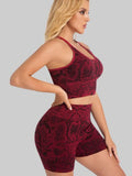 Snake Print Yoga Set Seamless High Waist Hip Lifting Elastic Breathable Quick Dry Anti Chafing Fitness Casual Sports 2Pcs Outfit