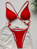 Sexy Extreme Mini Micro String Women Swimwear One Piece Swimsuit Female Cross Backless Monokini High Cut Bathing Suit Swim Lady