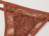 4Pcs/Set Sexy Lace Floral G-Strings Underwear For Women Solid Color Perspective Breathable Panties Female Low Rise Elastic Thong