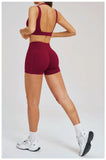 2PCS Yoga Shorts Set Women Tracksuits Gym Clothes Fitness Sports Suit Female Shockproof Bra High Waist Shorts Set Sportswear