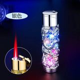 Metal Relief Lantern Inflatable Lighter Portable Windproof Butane Turbine Torch Jet Blue Flame Cigar Tool Fashionable Men's Gift