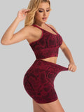 Snake Print Yoga Set Seamless High Waist Hip Lifting Elastic Breathable Quick Dry Anti Chafing Fitness Casual Sports 2Pcs Outfit