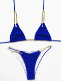 Sexy Halter Metal Chains Brazilian Bikini 2025 Women Swimsuit Female Swimwear Two Pieces Bikini Set Bathing Suit Swim Beach Wear