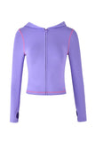 new shoulder letter printed open thread design slim fit hooded zipper short jacket shorts set