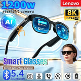 Lenovo 8K HD AI Smart Glasses AI Translation Hands-Free Calling AI Chat Logging Music Playback Smart Sunglasses for Men  New