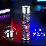 Ransparent Electric Butane Gas Lighter Windproof Straight Torch Lighter Colorful Lights Blue Flame Cool New Gift Hot Sales