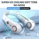New Summer Portable Mini Hanging Neck Fan Bladeless Neckband Fan Digital Display Power Air Cooler USB Rechargeable Electric Fans