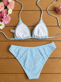 Fashion Sexy Leopard Print Bikini Set for Women, Tie Side String Two Piece Swimsuit, Push Up Beach Bathing Suit, Summer