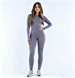 Sports Overall Bodysuit Women Seamless Jumpsuit Gym One-piece Suit Workout Outfits Backless Yoga Tights Long Sleeve Activewear