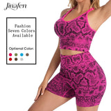 Snake Print Yoga Set Seamless High Waist Hip Lifting Elastic Breathable Quick Dry Anti Chafing Fitness Casual Sports 2Pcs Outfit
