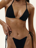 Miyouj Triangle Swimwear Sexy Swimsuits Solid Bikini String Bathsuit Women's Two Piece Suit Push Up Swimsuit High Cut Bikini Set