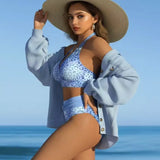 2026 New Leopard Print Crisscross Halter Bikini Set Women Swimwear Swim Wear Clothing Suit Spring Summer Bikini