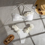2026 Sexy 3D Flowers Halter Brazilian Bikini Women Swimwear Female Swimsuit Two-Pieces Bikini Set Bather Bathing Suit Swim V5236