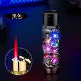 Metal Relief Lantern Inflatable Lighter Portable Windproof Butane Turbine Torch Jet Blue Flame Cigar Tool Fashionable Men's Gift
