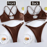 Miyouj 2026 Bikinis Leopard Swimsuit Bandage Bath Wear Sexy Piece Suits Low Waist Swimwear Triangle Bathsuit Summer Biquini