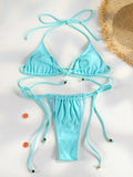 Sexy Bikinis Micro Thongs Swimsuit Women Bathing Suit Rings Biquini Bandage Beachwear Print Swimwear Sexy Bikini Sets With Chain