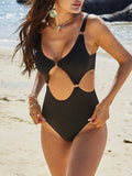 Metal Rings Tummy Cut Out Women Swimwear One Piece Swimsuit Female High Cut Monokini Hollow out Bather Bathing Suit Swim Lady