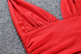 Sexy Deep V  Ruffle Halter Dress 2023 Summer Wrinkled Short Evening Party Dress For Women Tight Club Mini Dress Clubwear D043