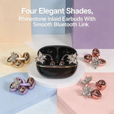 Fashion OWS Clip On Earbuds ENC Clear Call Low Latency Bluetooth Headphones with Free Rhinestone Butterfly Accessories