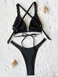 S - XL Halter High Cut Mini Thong Bikini Women Swimwear Female Swimsuit Two-pieces Bikini Set Metal Chain Bathing Suit Swim Lady