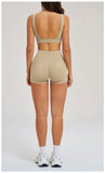 2PCS Yoga Shorts Set Women Tracksuits Gym Clothes Fitness Sports Suit Female Shockproof Bra High Waist Shorts Set Sportswear
