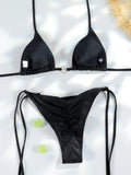 Sexy Bikinis Micro Thongs Swimsuit Women Bathing Suit Rings Biquini Bandage Beachwear Print Swimwear Sexy Bikini Sets With Chain
