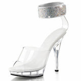Exotic Rhine Stone 13CM High Stripper Heeled Pole Dance Shoes Women's Sandals 5 Inches Peep Toe Platform Transparent Gothic Sexy