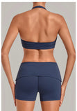 Halter Yoga Bra Women's Backless Sports Fitness Underwear Breathable Runnings Push Up Crop Top Female Yoga Workout Underwear