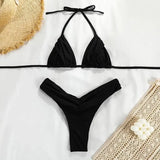New Sexy Bikini Women Print  Bikini Set Halter Backless Swimsuit Swim Wear Biquini Dot biquini female Beachwear Sexy Bikini Set