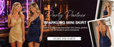 Hdsmfos Sparkly Sequin Homecoming Dresses 2026 for Women V Neck Spaghetti Strap Ruched Mini Party Dress