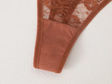 4Pcs/Set Sexy Lace Floral G-Strings Underwear For Women Solid Color Perspective Breathable Panties Female Low Rise Elastic Thong