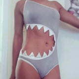 Women Sexy Shark Connected With Decorative Chain Swimwear Sexy Gather Backless Split Bathing Bodysuit Swimming Suit Beach Wear