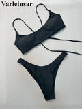 Lace Up Brazilian High Cut Leg Bikini Female Swimsuit Two-Pieces Bikini Set Women Swimwear Padded Bathing Suit Bather Swim V6654