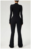 TRY TO BN Women's Fitness Jumpsuit Long Sleeve Zipper High Strength Yoga Bodysuit For Gym Workout Sportswear One Piece Clothing