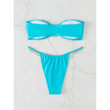 2026 New Sexy Rhinestone Bandeau Thong Bikini Women Swimwear Female Swimsuit Two-piece Bikini set Bather Bathing Suit Swim V3981