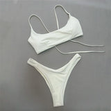 Lace Up Brazilian High Cut Leg Bikini Female Swimsuit Two-Pieces Bikini Set Women Swimwear Padded Bathing Suit Bather Swim V6654