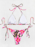 XS - L Floral Leopard Printed Halter Bikini Women Swimwear Female Swimsuit Two-pieces Bikini set Bather Bathing Suit Swim Lady