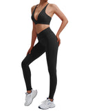 2 Piece Fitness Sets for Women Padded Push Up Sports Bra Booty Leggings with Pockets Yoga Gym Outfits Workout Sets Female