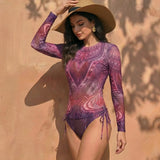 Women's Two Piece Swimwear Long Sleeve Mesh Swimsuit UPF 50+ 2026 New Smart Swimsuit SPF High Elasticity Padded Beachwear