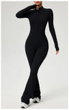 TRY TO BN Women's Fitness Jumpsuit Long Sleeve Zipper High Strength Yoga Bodysuit For Gym Workout Sportswear One Piece Clothing