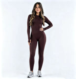 Sports Overall Bodysuit Women Seamless Jumpsuit Gym One-piece Suit Workout Outfits Backless Yoga Tights Long Sleeve Activewear