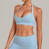 Halter Yoga Bra Women's Backless Sports Fitness Underwear Breathable Runnings Push Up Crop Top Female Yoga Workout Underwear