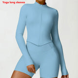 New Running Elasticity Yoga Jacket Zipper Slimming Top Coat Women's Sports Jacket Gym Workout Sports Long Sleeves Women Tights