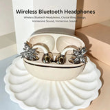 Fashion OWS Clip On Earbuds ENC Clear Call Low Latency Bluetooth Headphones with Free Rhinestone Butterfly Accessories